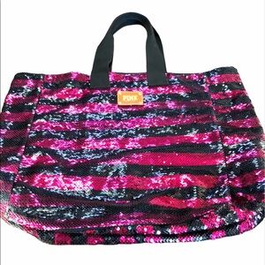 PINK Victoria’s Secret Sequined Pink Black…